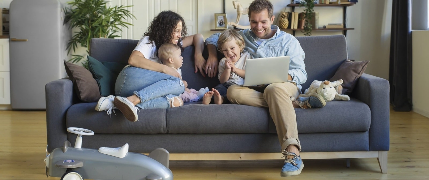Happy family enjoying their home after getting a mold inspection and test