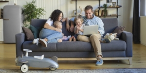 Happy family enjoying their home after getting a mold inspection and test